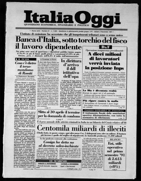 Italia oggi : quotidiano di economia finanza e politica